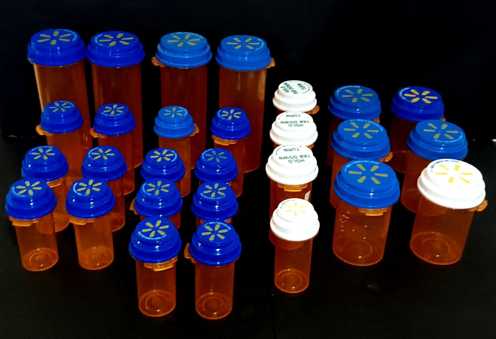(Lot Of 28) RX Amber Prescription Bottles For Storage Beads Crafts Fishing
