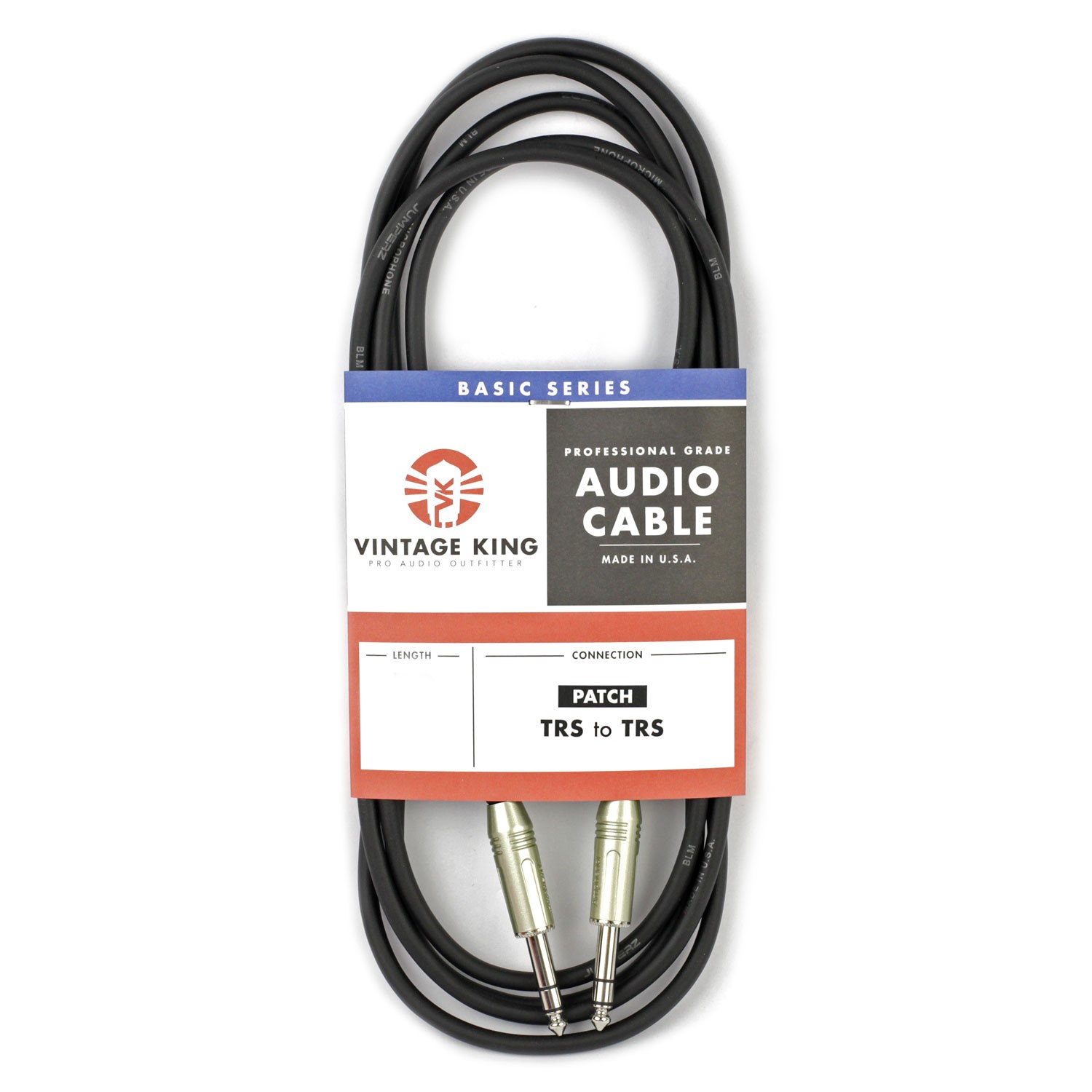 Vintage King Basic Studio Patch Cable TRS - TRS - 20'