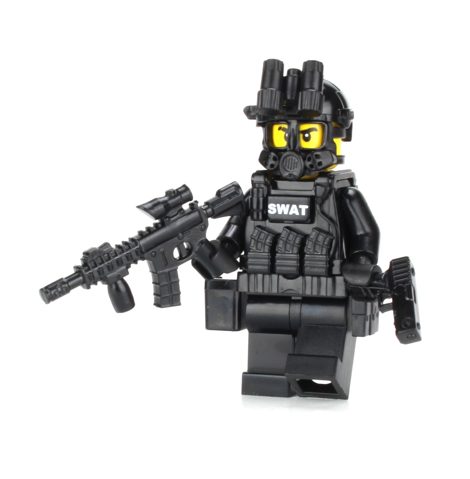 Battle Brick SWAT Assaulter Police Officer Minifigure made w/real LEGO® minifig