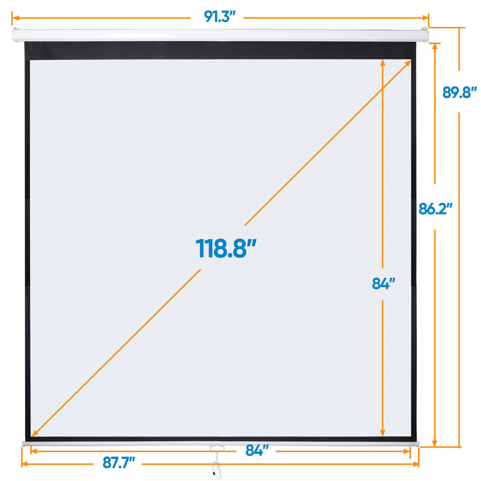 Manual 120" 1:1 Pull Down Projection Screen Matte White Home HD Movie Theater
