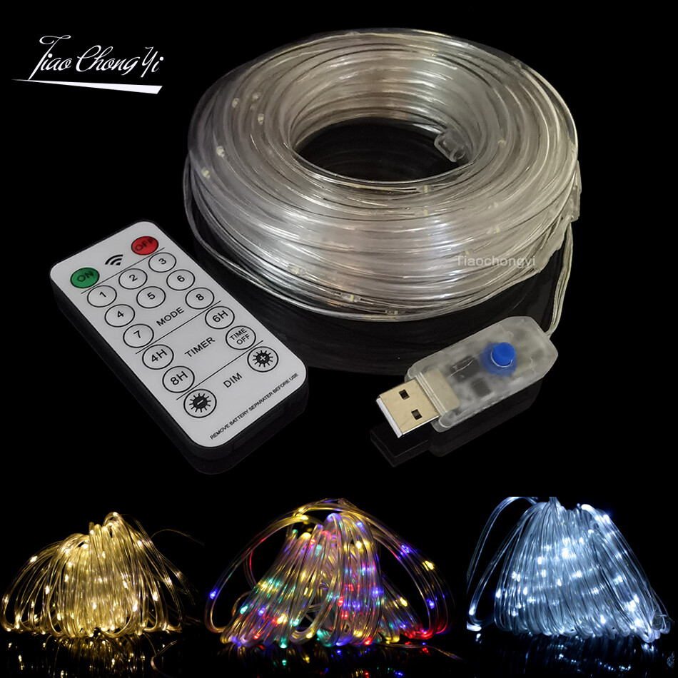 USB LED String Lights PVC Tube Rope LED Fairy Light Outdoor For DIY Party Decor
