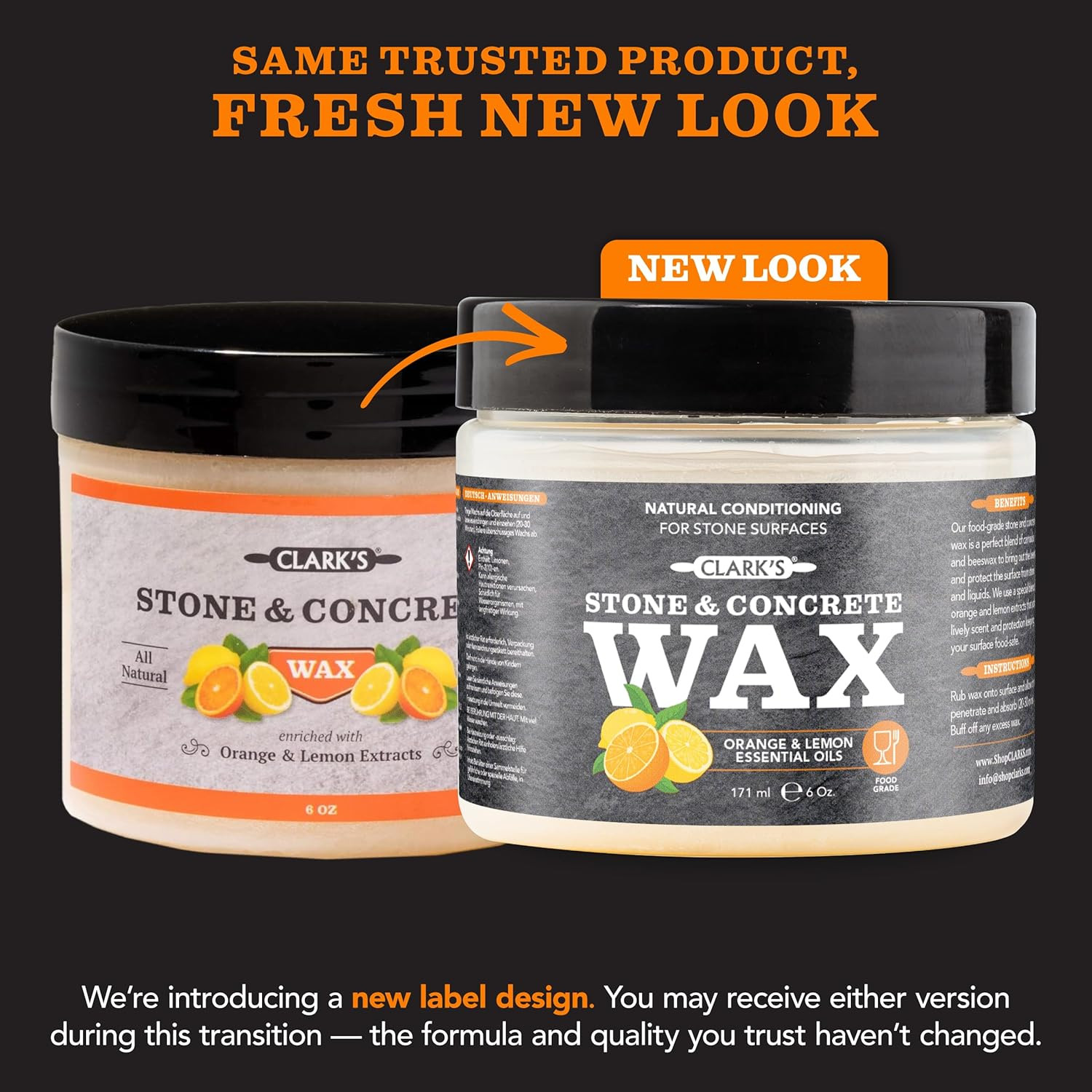 CLARK’S Stone and Concrete Wax - Soapstone Wax with Orange and Lemon Extracts -
