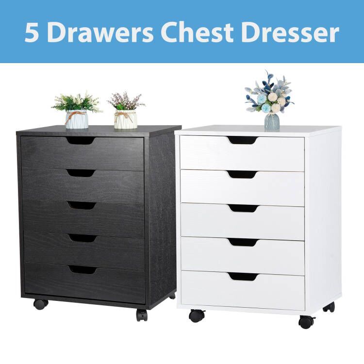 5-Drawer Dresser Storage Cabinet Tower Organizer for Bedroom Entryway 2 Colors