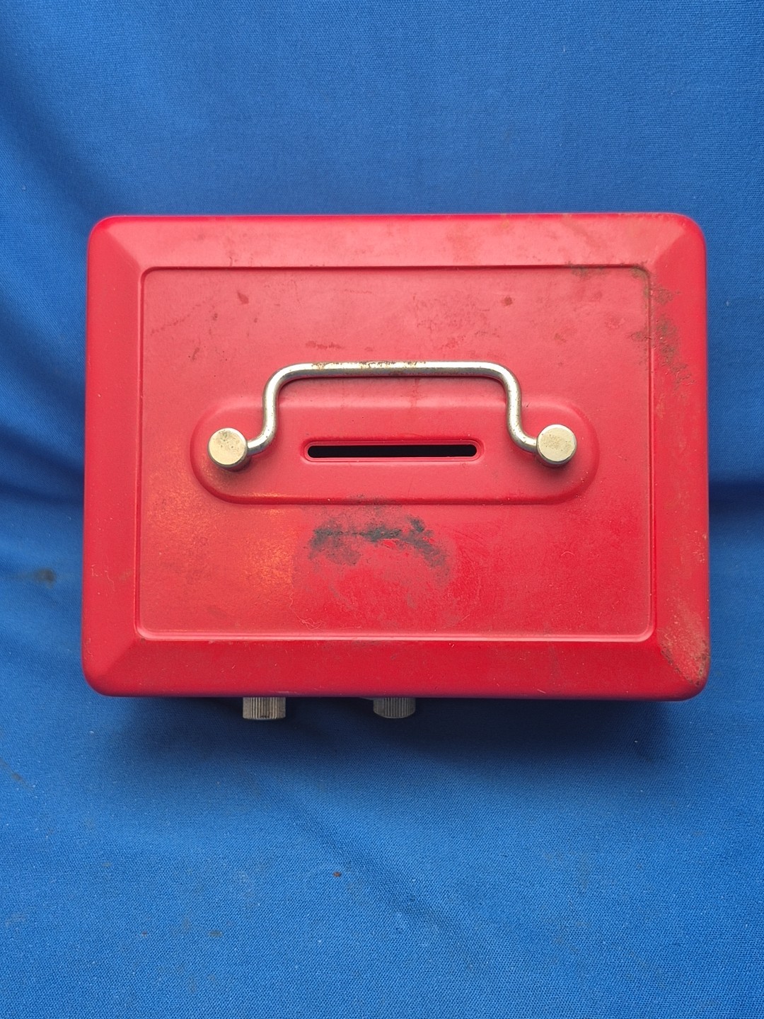 Cash Box Red Metal Locking No Key No Tray