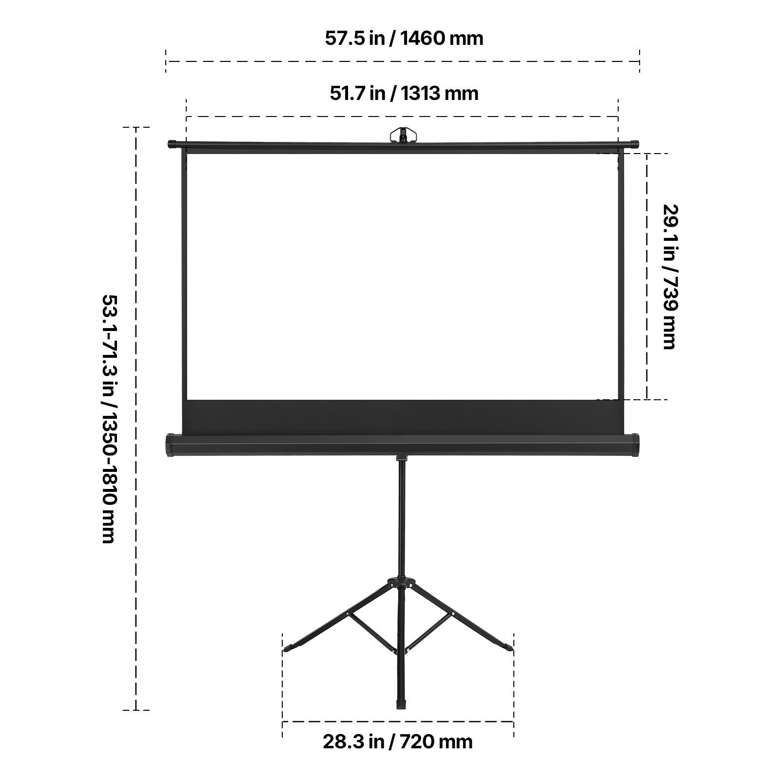 60in 16:9 Portable Projector Screen with Tripod Stand, 160° Viewing Angle