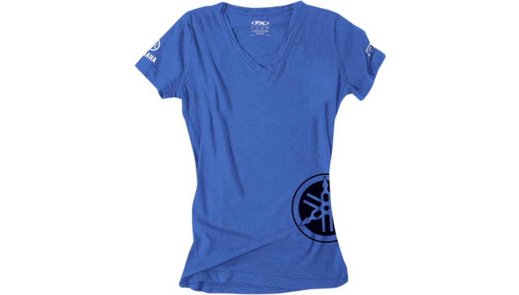 NEW FACTORY EFFEX Women's Yamaha Tuning fork V-Neck T-Shirt - Blue - S/M/L/XL