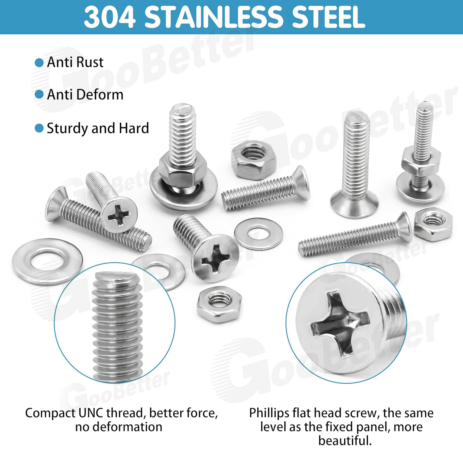 720x Stainless Steel Phillips Countersunk Flat Head Machine Screw Assortment Kit