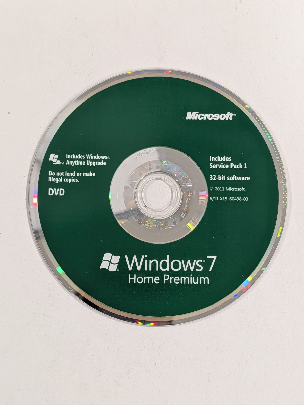 Microsoft Windows 7 Home Premium 32-bit DVD | DISC ONLY