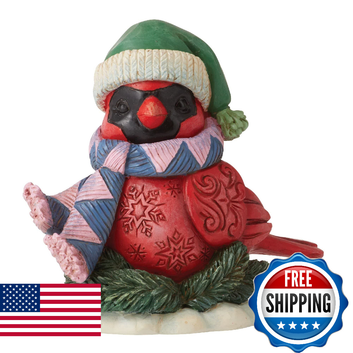 Enesco Jim Shore Heartwood Creek Christmas Cardinal in Scarf Miniature Figurine,