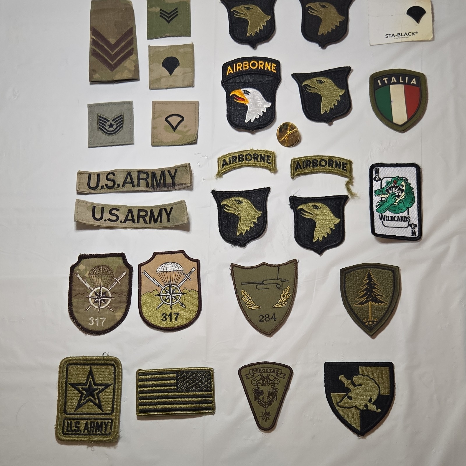 U.S. Army Original Military Patches Airborne Wildcards 317 284 Italia