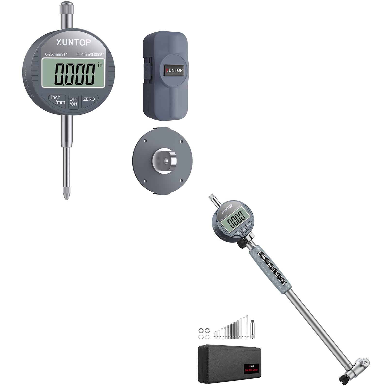 XUNTOP Precision Measurement Bundle: Digital Dial Test Indicator & Bore...