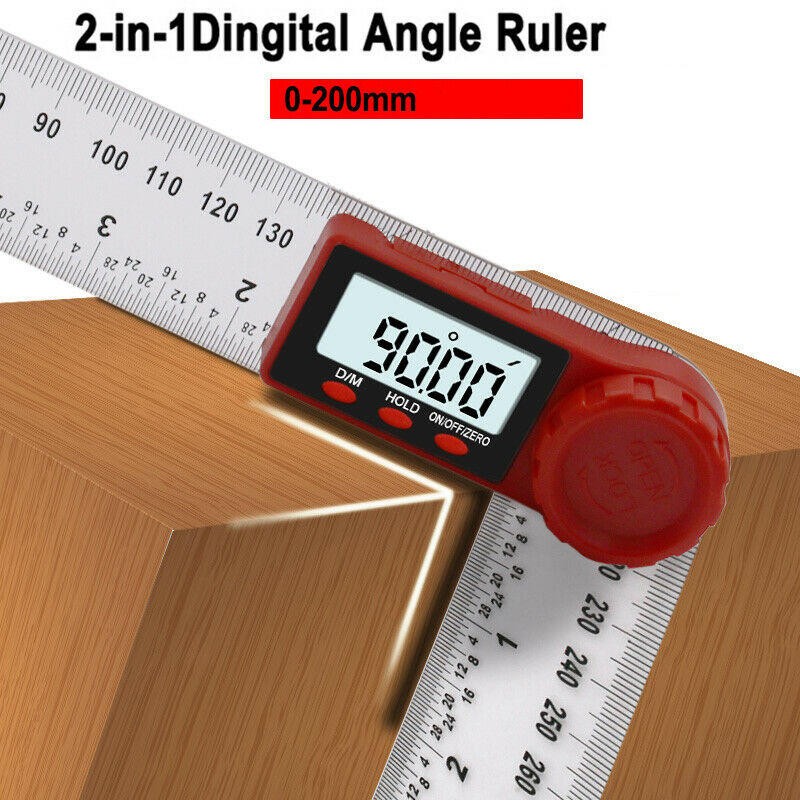 200mm Digital Angle Finder Ruler Protractor Measure Meter 0-360°