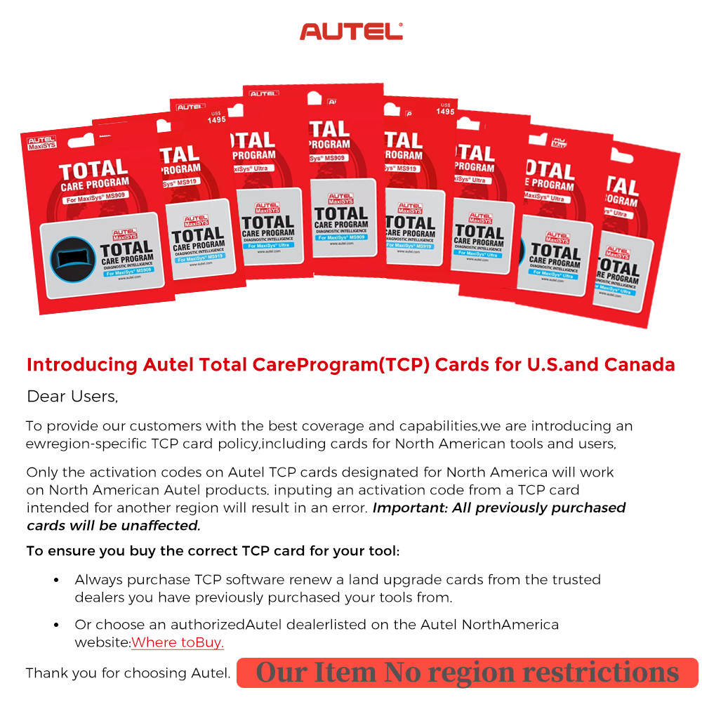 Autel Maxisys Ultra Lite One Year Update Service TCP Card Subscription