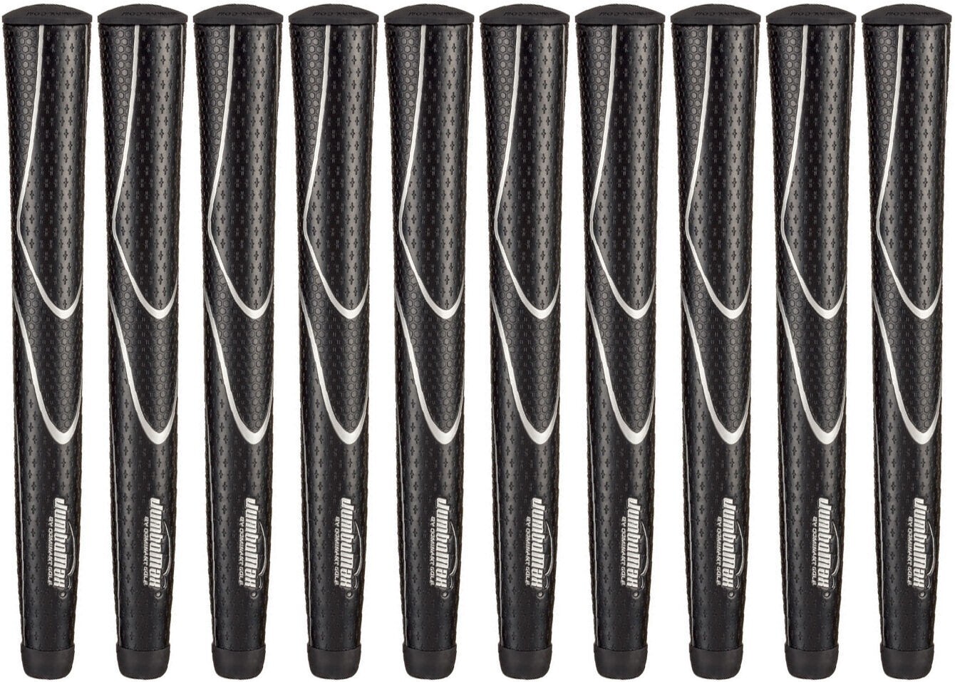 JumboMax Tour Series Golf Grips Black & Silver Size "X-Small" (+3/16") SET OF 10