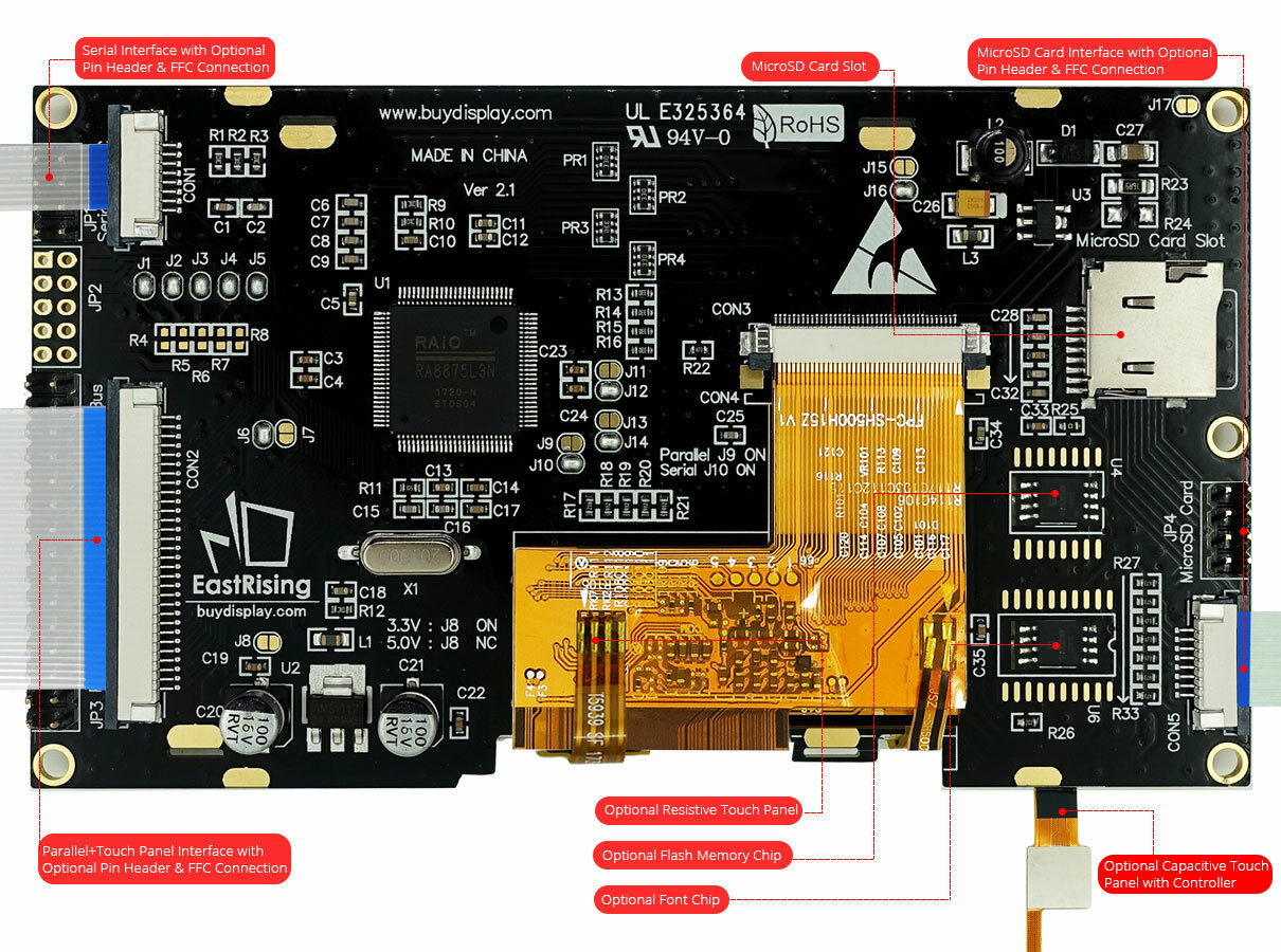 Serial,SPI 5" 5.0 inch TFT LCD Module Display w/Capacitive Touch Panel,Tutorial