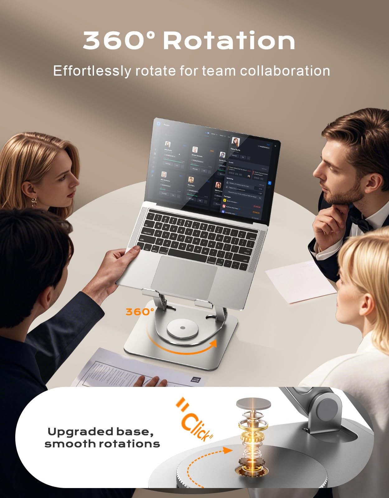 360° Rotatable Laptop Stand for Desk Adjustable Height, Ergonomic Laptop Riser