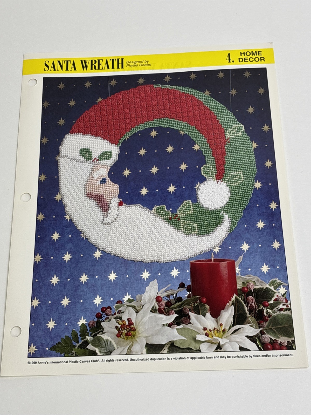 Santa Wreath Annie's Attic Plastic Canvas Pattern Page