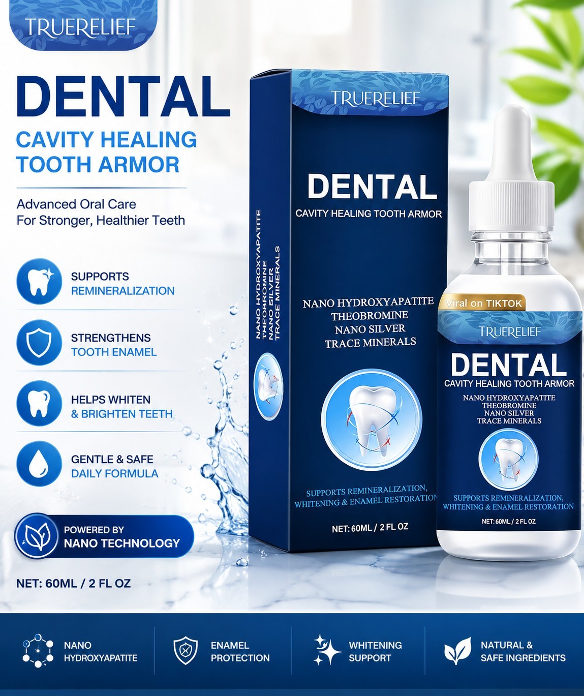 TrueRelief Dental Oral Care Serum 60ml Tooth Enamel Support Formula
