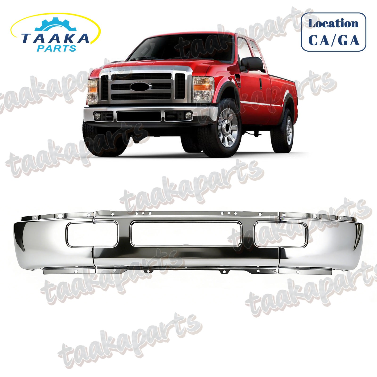 For 2005-2007 Ford F250 F350 Super Duty Front Bumper Face Bar Cover Steel Chrome