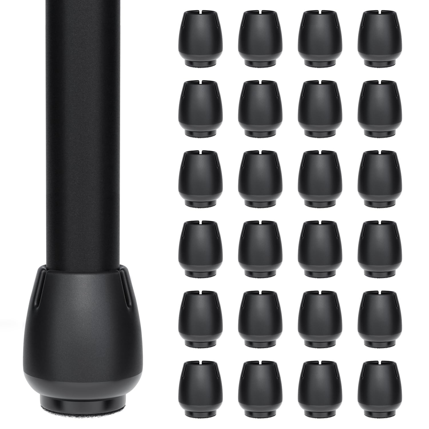 24PCS Extra Small Rubber Chair Leg Floor Protectors(0.6"-0.7"), Felt Furniture L