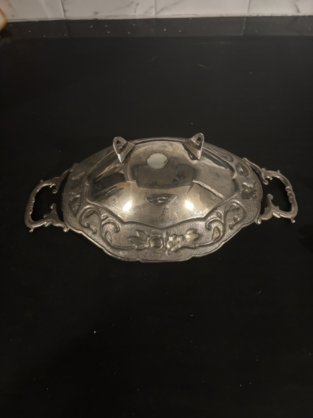 Vintage Godinger Silver Plated Candy Dish, Fruit Nut Dish, Footed Handled