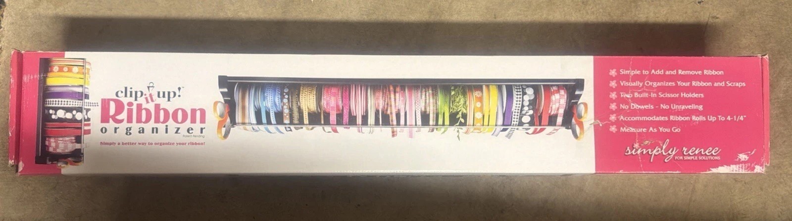 Clip It Up Ribbon Organizer Simply Renee Crafting Rack  36 Inch Ribbon Tray NEW