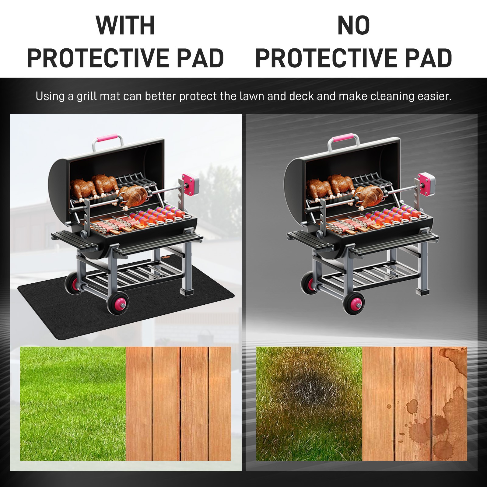 New Under Grill Mat Premium Grill Mat for Deck Oil Absorbent Deck Protector