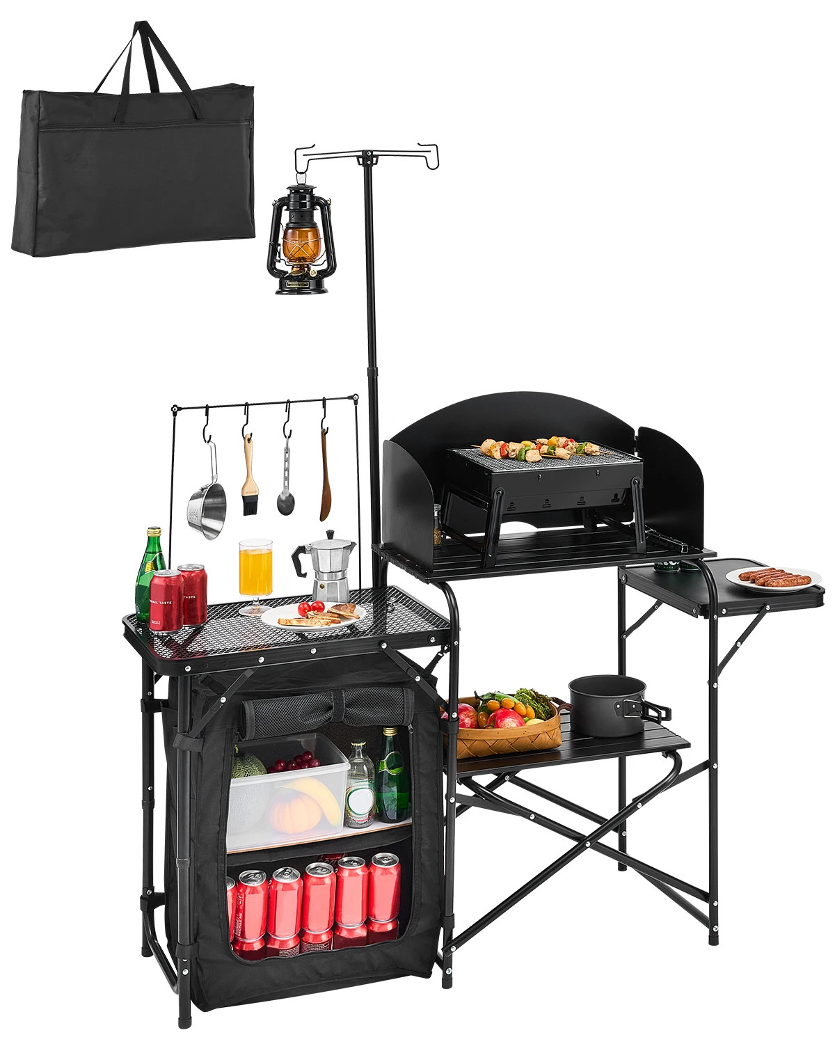 Folding Camping Table Camping Kitchen Table Aluminum Portable Cook Station