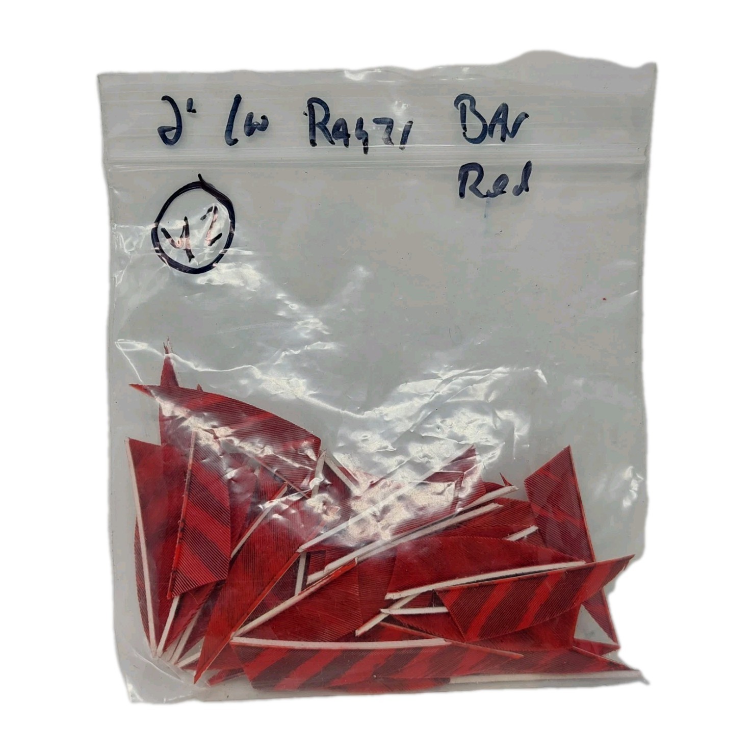 42 Count Archery Arrow Feathers 2" Left Wing: Rayzr Shield Faux Barred Red