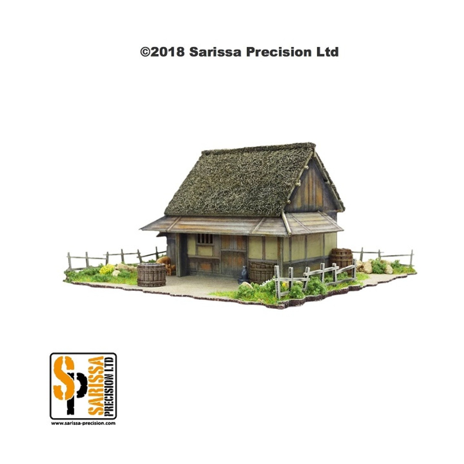 Sarissa Precision Japanese Terrain 20mm  Mountain Village Farmhou Pack SW (New)