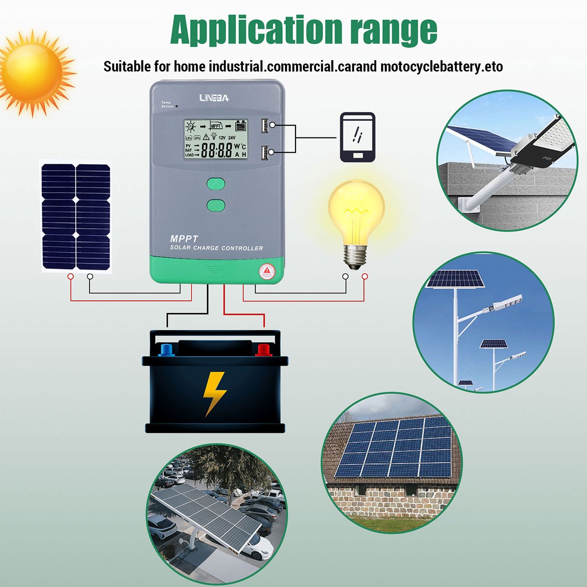 30A MPPT 12V 24V Solar Charge Controller with LCD Display Auto Regulator 2 USB