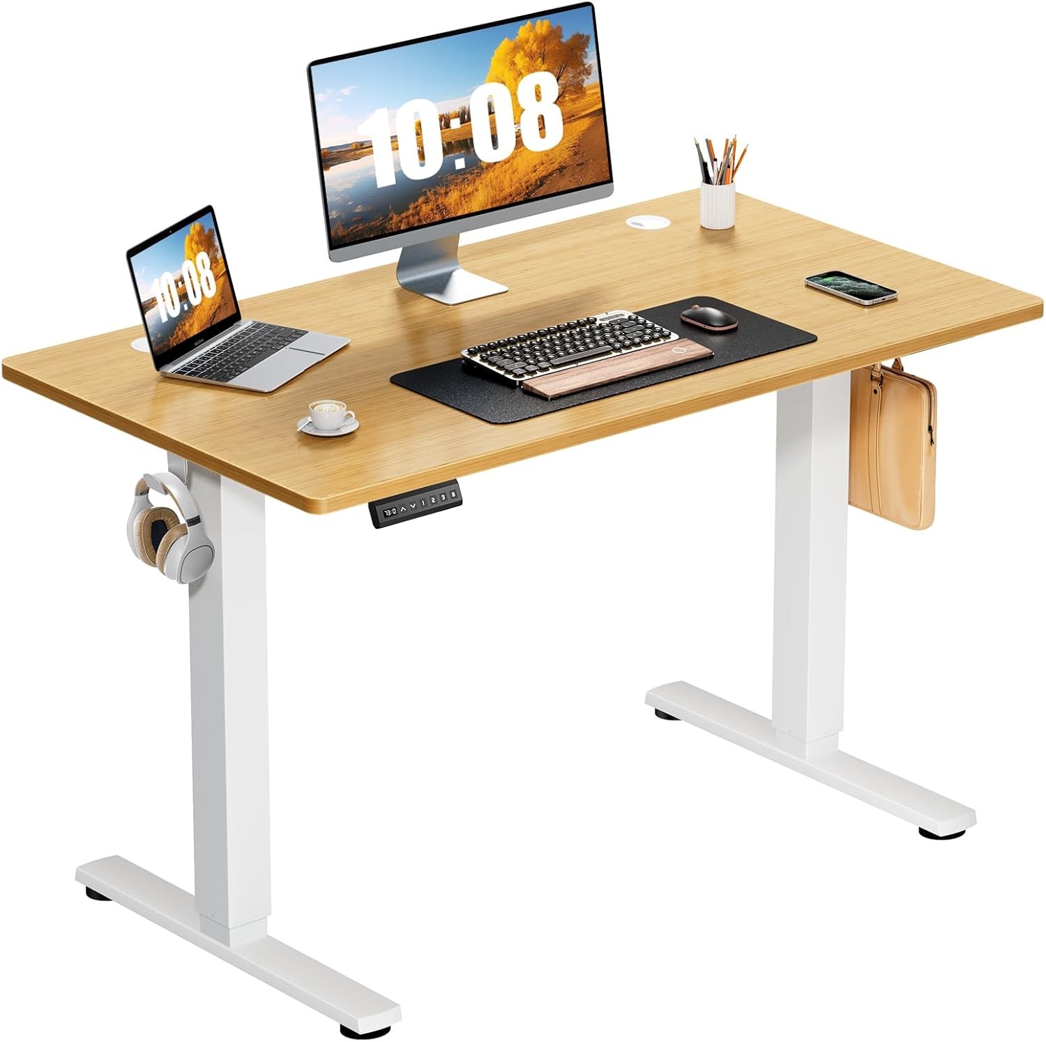 Sweetcrispy Electric Standing Desk Adjustable Height, 55x24 Inch Sit Stand Up Ho