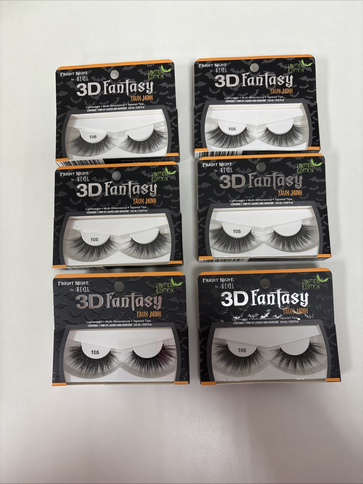 ARDELL 3D Fantasy Fright Night Faux Mink Lashes - 105- Lot Of 6 B39-57