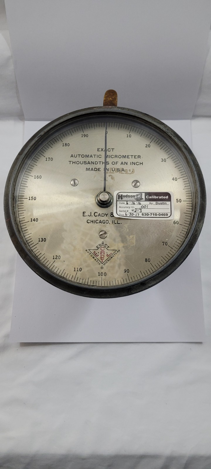 Vtg E.J. Cady Exact Automatic Micrometer measures in Thousandths of an Inch
