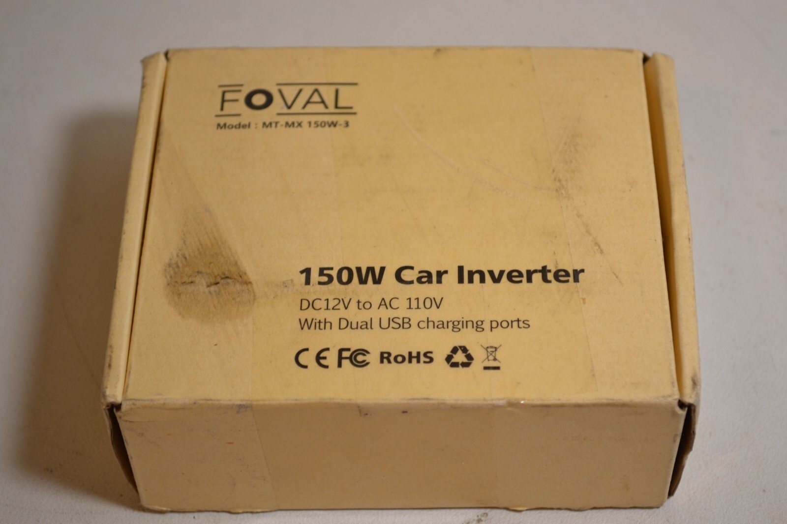 FOVAL 150W Car Power Inverter 12V DC to 110V AC Converter Vehicle Adapter Outlet