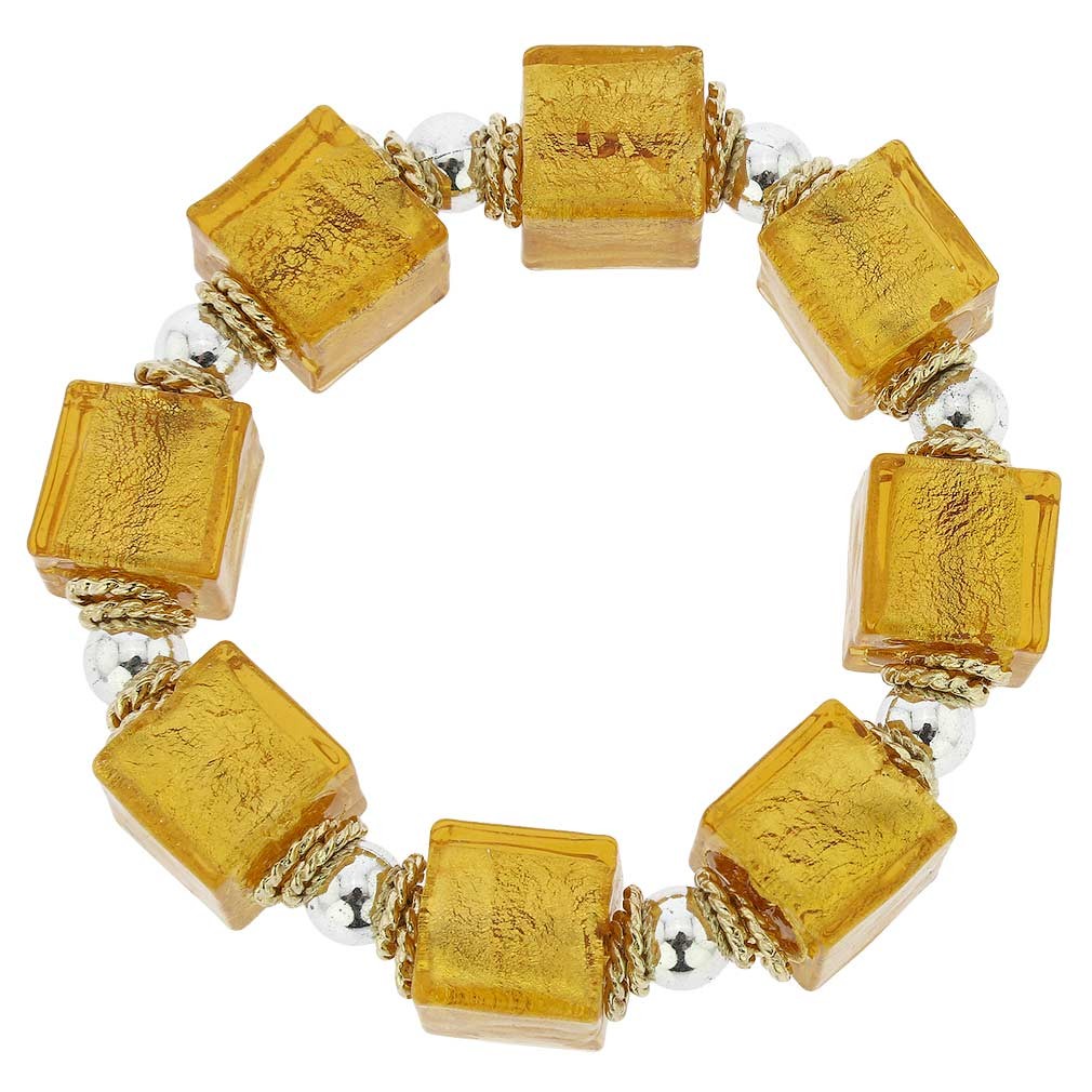 GlassOfVenice Brillio Venetian Cubes Bracelet - Golden Brown
