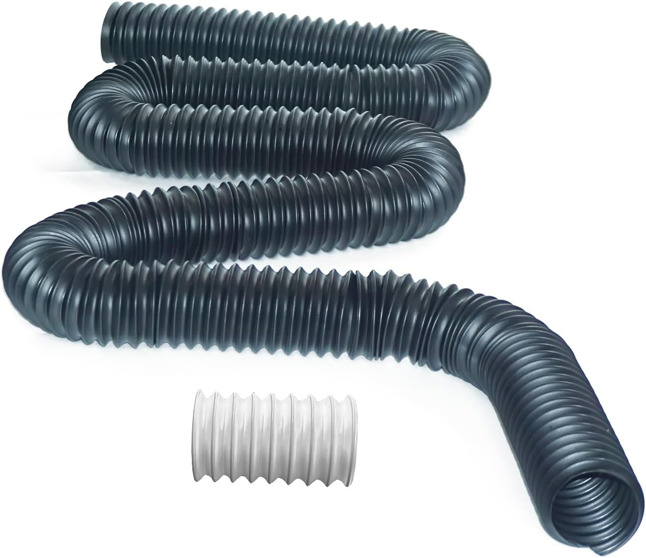 Extra 8 Ft Flexible Pipe with Connector - 2 Inch Diameter Use for Catch Basi...