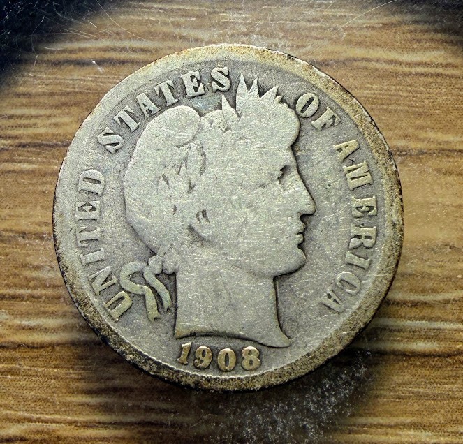 1908-P Barber Dime - Actual Silver Coin Shown - Free Shipping & Tracking INV219