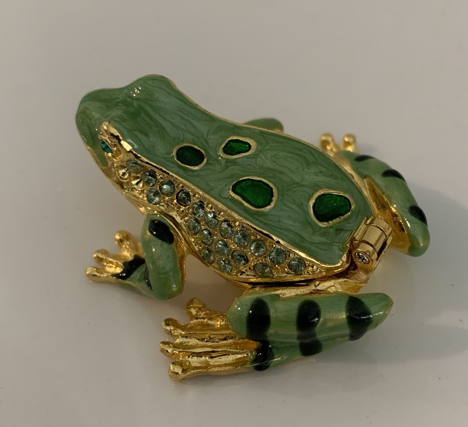 Sparkling FROG HINGED BOX, Crystal Accents, NEW