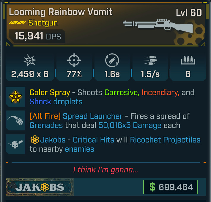 Borderlands 4⭐LOOMING RAINBOW VOMIT⭐SPREAD LAUNCHER ⭐JAKOBS