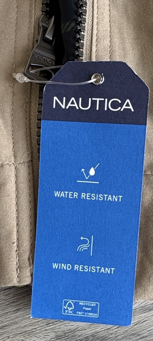 Nautica Performance Wind and Water Resistant Khaki Jacket Size Medium NWT