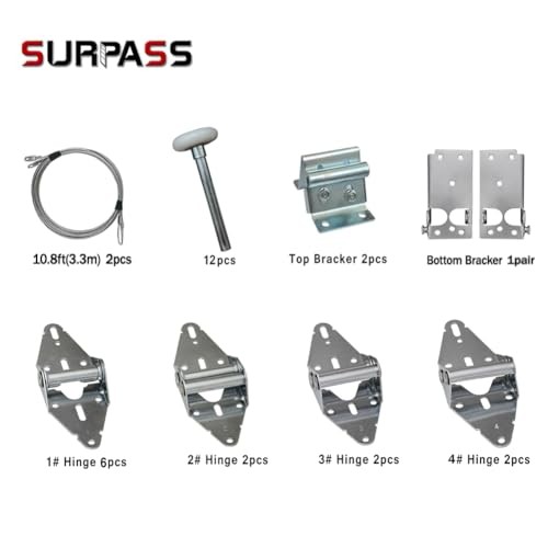 Surpass Garage Door Hardware Kit Roller/Hinge/Top Bracket/Wire Rope (for 8'