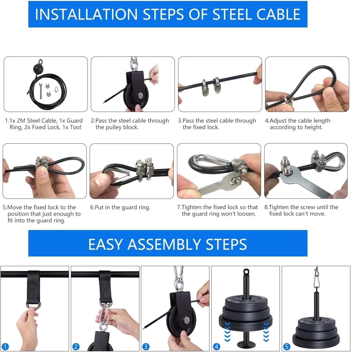 LAT Pull Down and Lift Weight Pulley System Cable Machine Pulley Attachment f...
