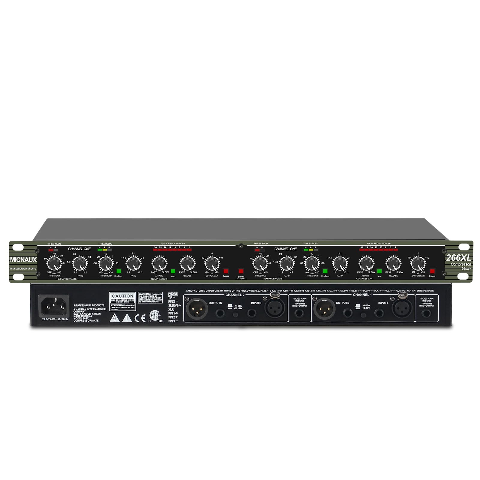 MICNAUX Audio Compressor, Professional Dual-Channel Black Dynamic