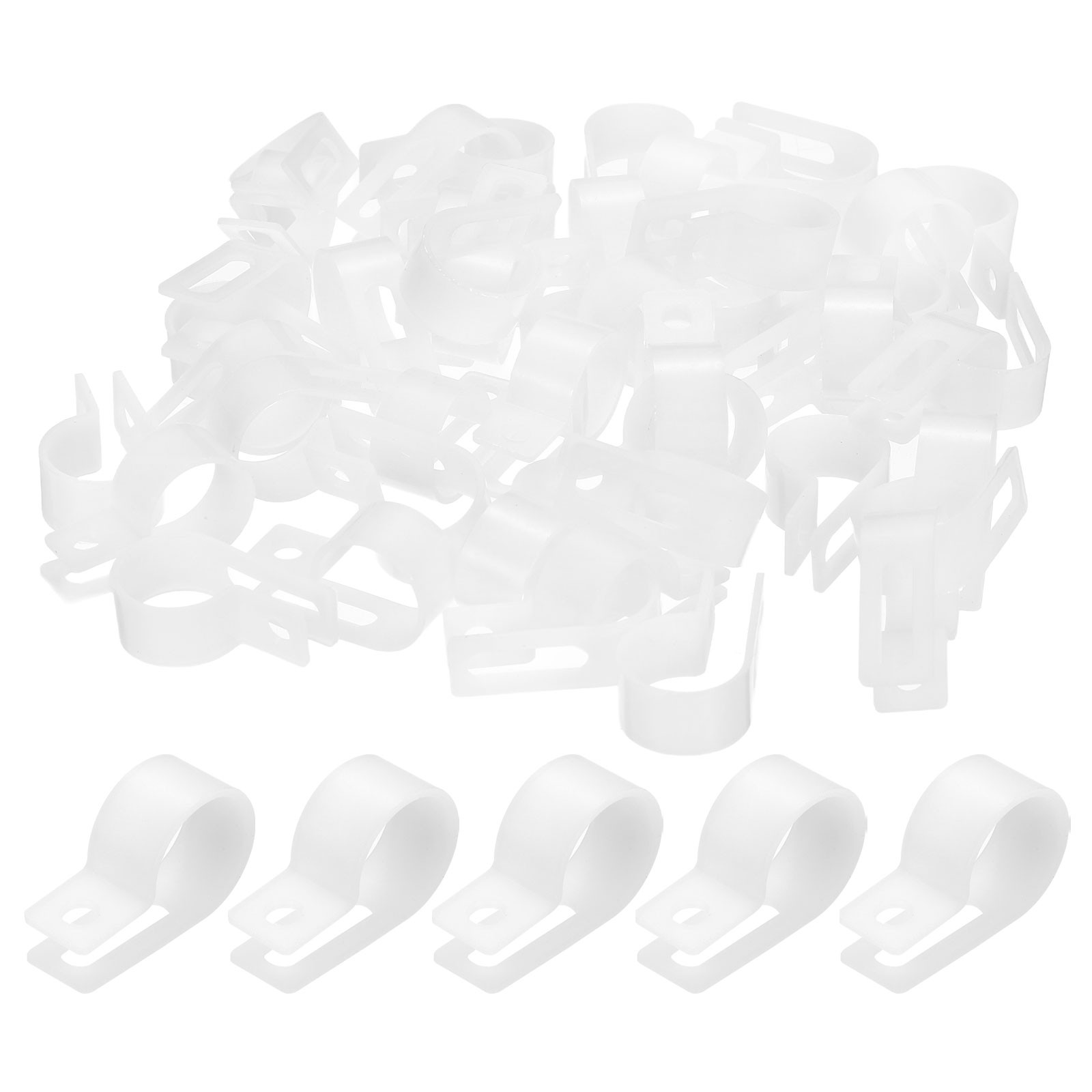 Nylon Plastic Cable Clamps 3/4 Inch, 25 Pcs R-Type Cable Clips, White