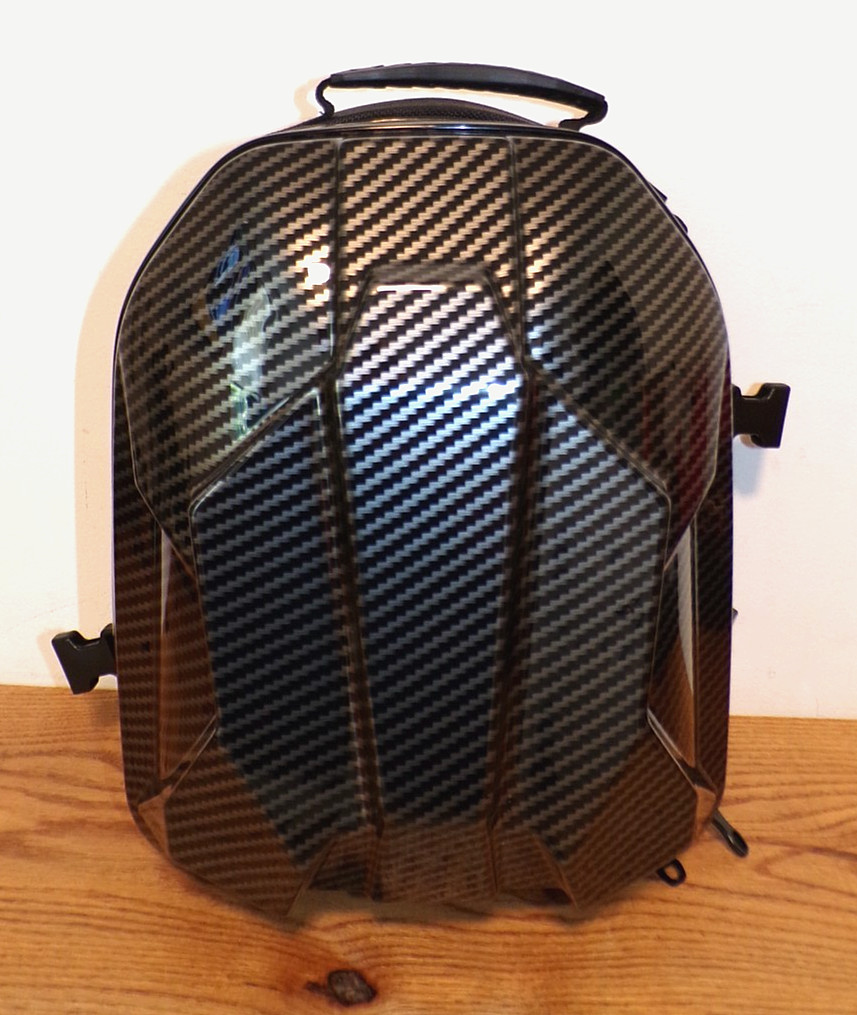New Black/Carbon Fiber Expandable Hardshell Motorcycle Helmet Backpack Carry Bag