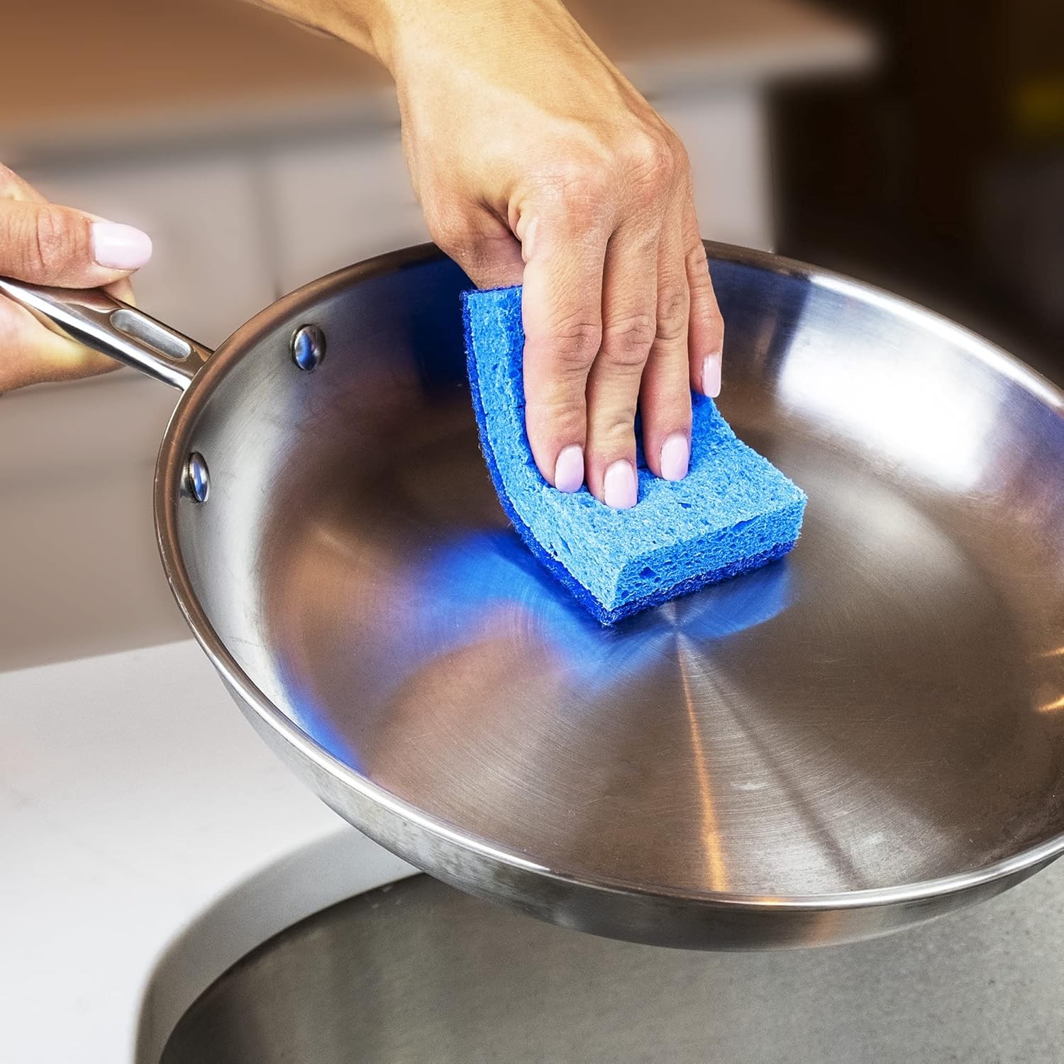Amazon Basics Non-Scratch Sponges, 6-Pack 6-Pack, Blue