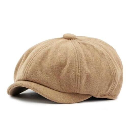 Men's 8 Panel Newsboy Cap Vintage Tweed Flat Cap Irish Newsies One Size Green