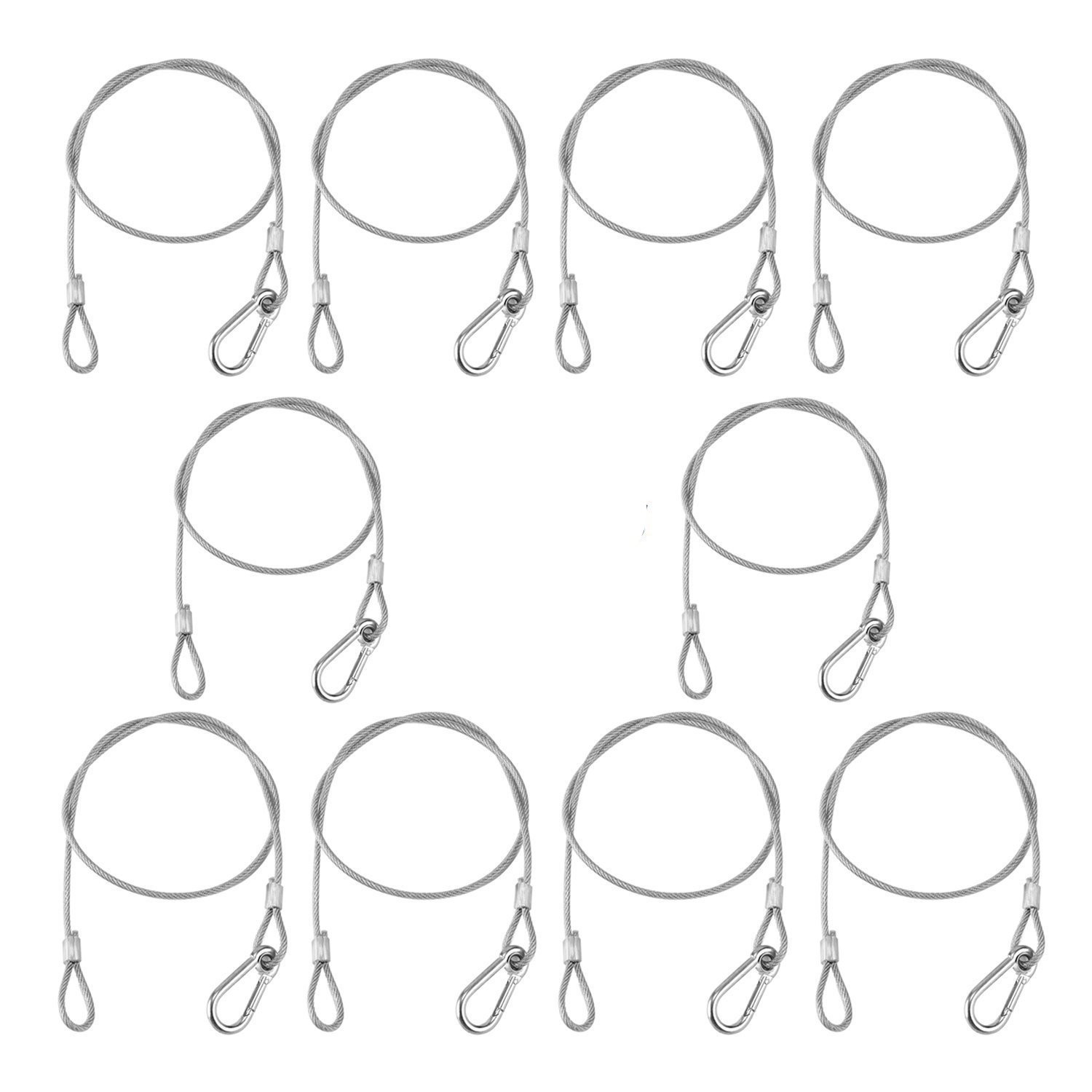 MFL. Stage Lights Safety Cables 176 lb Load Duty 33'' Stainless Steel Securit...