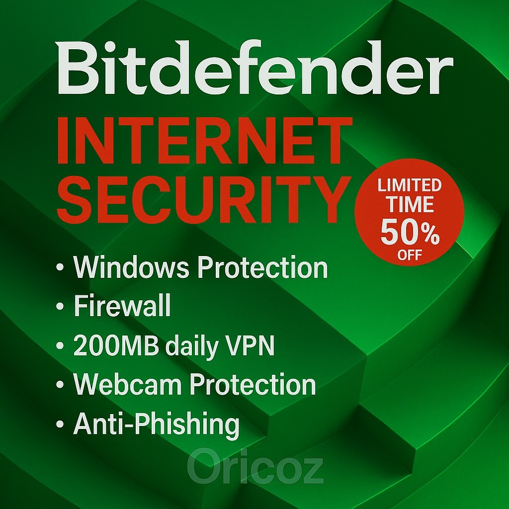 Bitdefender Internet Security - 1 Year For 1 Windows PC + Daily VPN